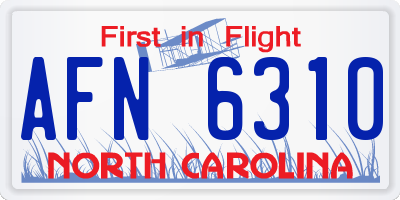 NC license plate AFN6310