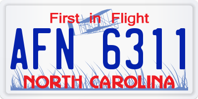 NC license plate AFN6311