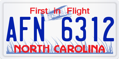 NC license plate AFN6312