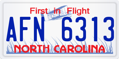 NC license plate AFN6313