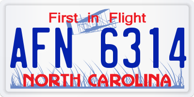 NC license plate AFN6314