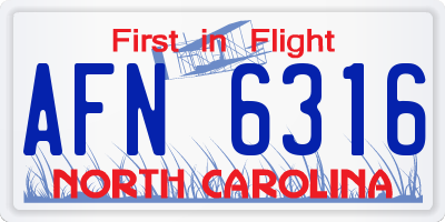NC license plate AFN6316