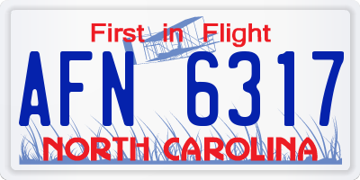 NC license plate AFN6317