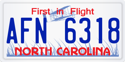 NC license plate AFN6318