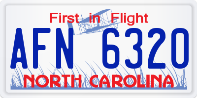 NC license plate AFN6320