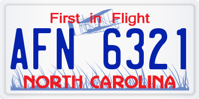 NC license plate AFN6321
