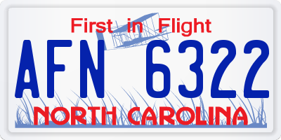 NC license plate AFN6322