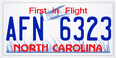 NC license plate AFN6323