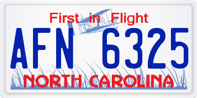 NC license plate AFN6325