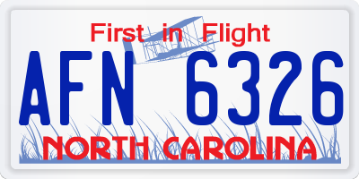 NC license plate AFN6326