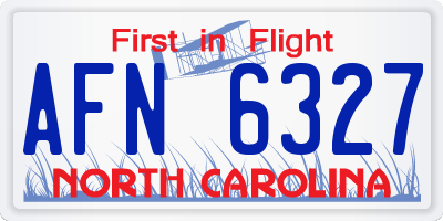 NC license plate AFN6327