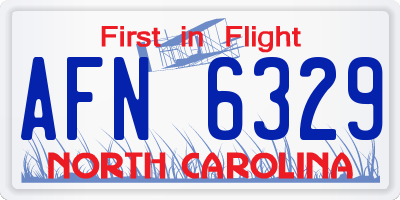 NC license plate AFN6329