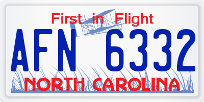 NC license plate AFN6332