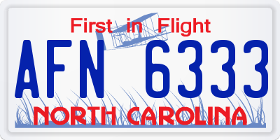 NC license plate AFN6333