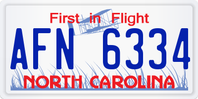 NC license plate AFN6334