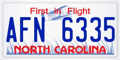 NC license plate AFN6335