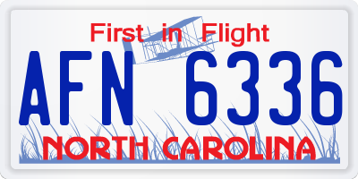 NC license plate AFN6336