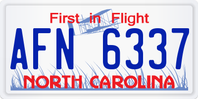 NC license plate AFN6337