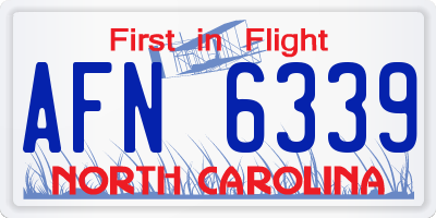NC license plate AFN6339
