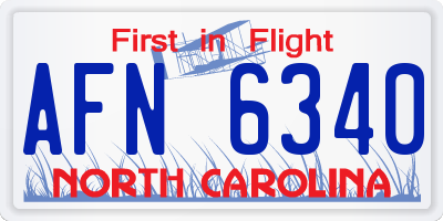 NC license plate AFN6340