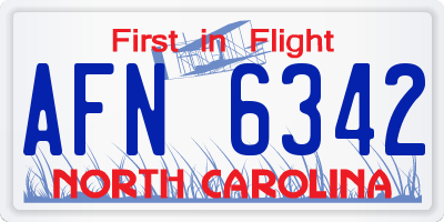 NC license plate AFN6342