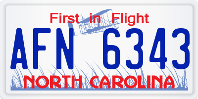 NC license plate AFN6343