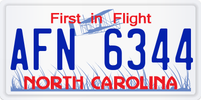 NC license plate AFN6344