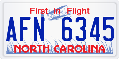 NC license plate AFN6345