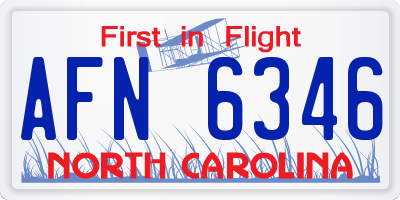 NC license plate AFN6346