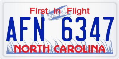 NC license plate AFN6347