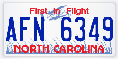 NC license plate AFN6349