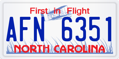 NC license plate AFN6351