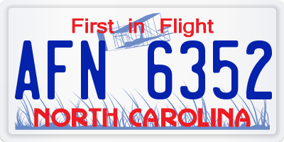 NC license plate AFN6352