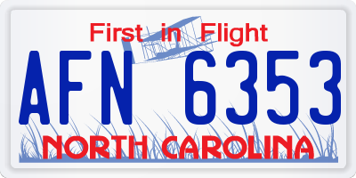 NC license plate AFN6353
