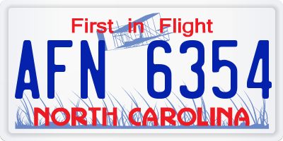 NC license plate AFN6354