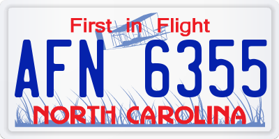 NC license plate AFN6355