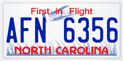 NC license plate AFN6356