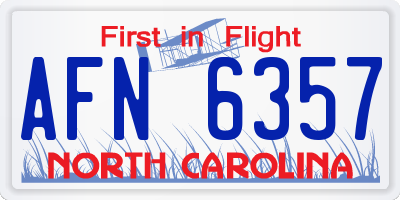 NC license plate AFN6357