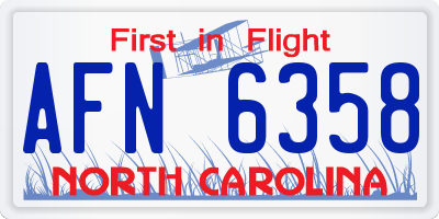 NC license plate AFN6358