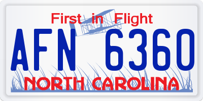 NC license plate AFN6360