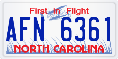 NC license plate AFN6361