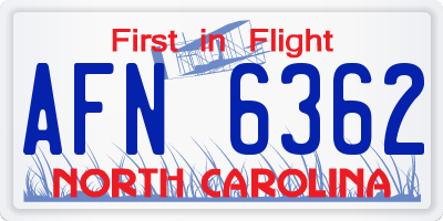 NC license plate AFN6362