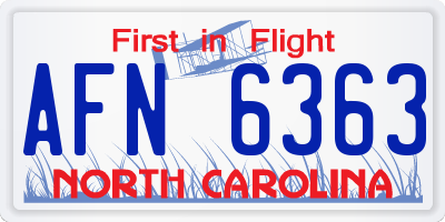 NC license plate AFN6363