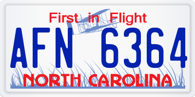 NC license plate AFN6364