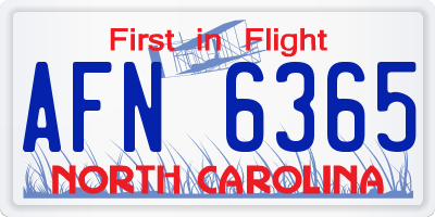 NC license plate AFN6365