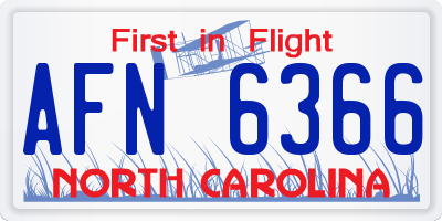 NC license plate AFN6366