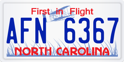 NC license plate AFN6367