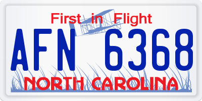 NC license plate AFN6368