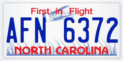 NC license plate AFN6372
