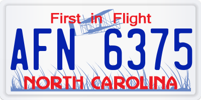NC license plate AFN6375